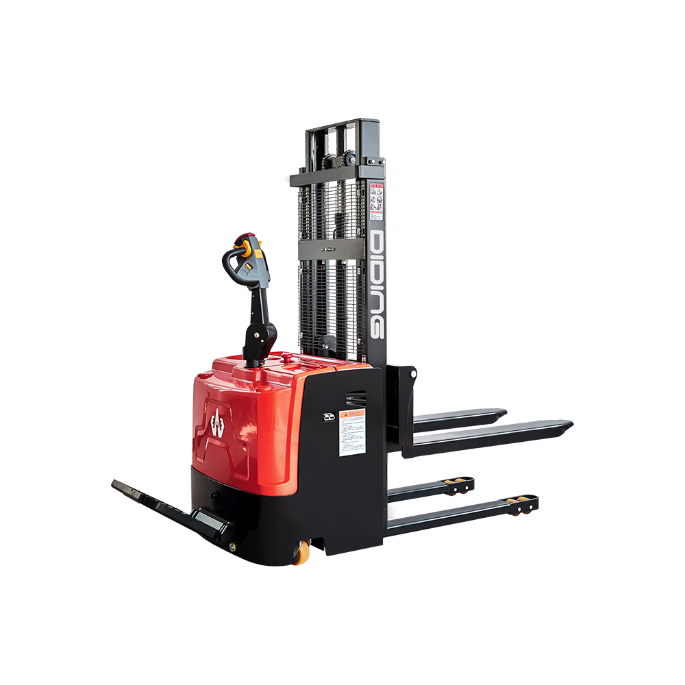 How to adjust the lifting height of the fork on a stand on electric stacker?